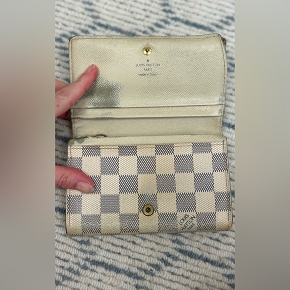 LOUIS VUITTON Vintage Leather Damier Azur Port Monnaie Billets Tresor Wallet - Picture 10 of 16
